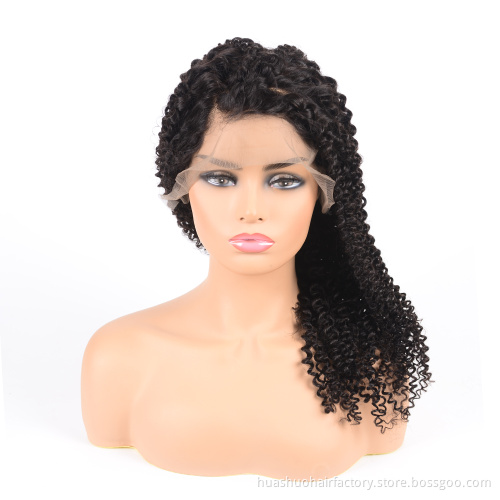 Pre Plucked Ombre Human Hair Wholesale Dark Brown Short Kinky Curly Preplucked Brazilian Indian Lace Front Wig
